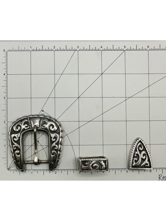 Jeff Deegan Designs Buckle Fits 1” Belt 3 Pieces Signed Sterling Silver 111 Gr main image 5